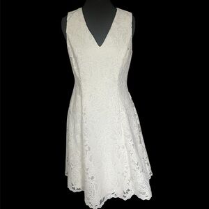 WHBM Sleeveless White Lace Fit and Flare Dress size 2
